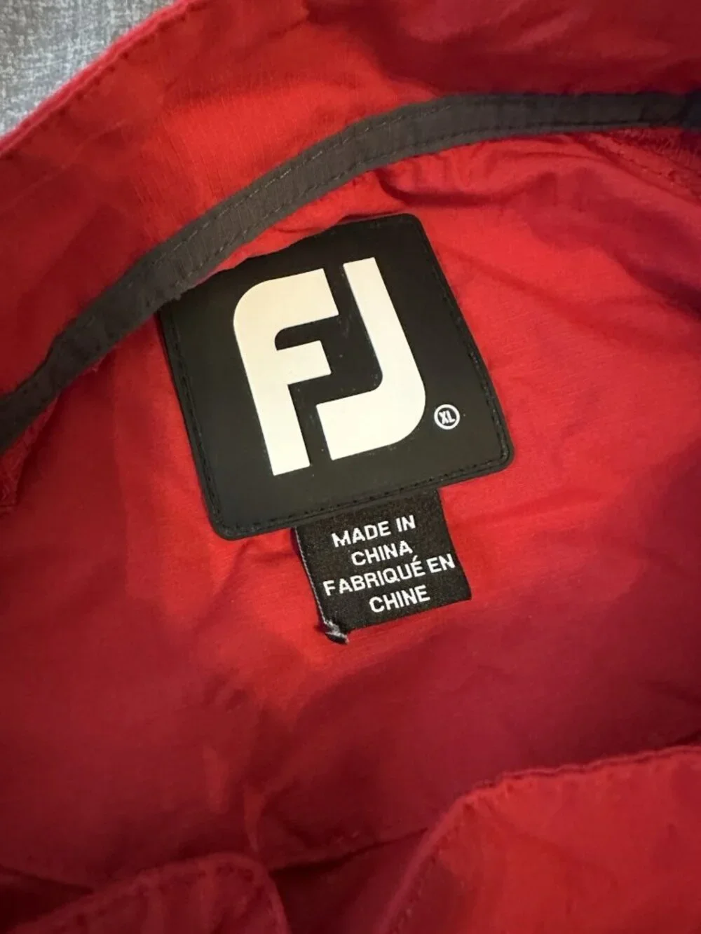 Footjoy FJ Mens Golf Windbreaker Pullover Jacker XL Red Nylon 1/4 Zip Packable